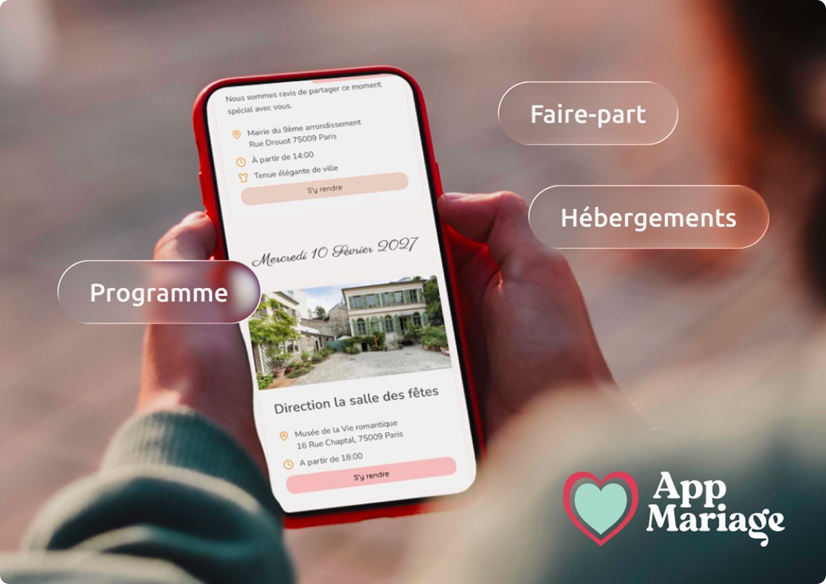App Mariage : programme, faire-part et hébergements du mariage sur smartphone