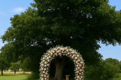 Miniature Location salle Beaulieu-sur-Loire (Loiret) - Domaine des Medards #3 Façade d'une maison à colombages avec jardinières fleuries et un jardin verdoyant au premier plan.