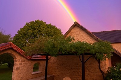 Miniature Location salle Beaulieu-sur-Loire (Loiret) - Domaine des Medards #6 Façade d'une maison à colombages avec jardinières fleuries et un jardin verdoyant au premier plan.