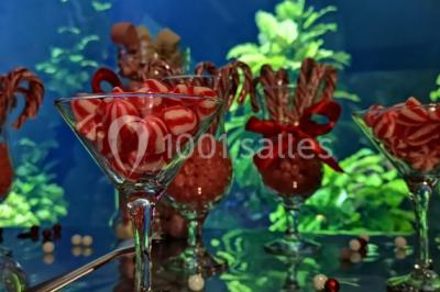 Miniature Location salle La Mulatière (Rhône) - Aquarium de Lyon #8 Plaque métallique ronde avec un motif de poisson découpé, accrochée à un mur clair, partiellement cachée par une plante…