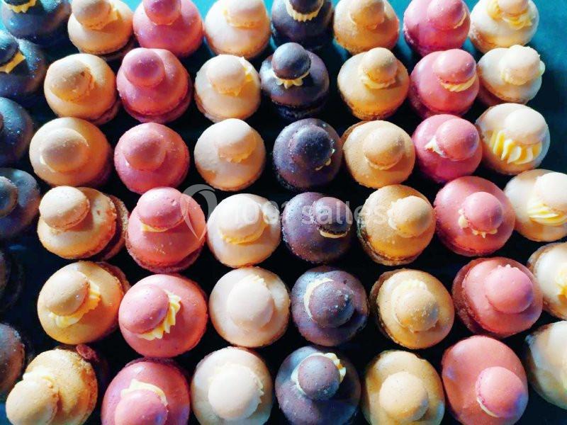 Location salle La Mulatière (Rhône) - Aquarium de Lyon #10 Assortiment de petits macarons colorés disposés en rangées serrées.