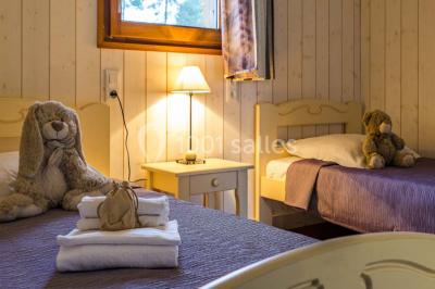 Miniature Location salle Meyrignac-l'Église (Corrèze) - Domaine des Monédières #18 Lavabo avec plan en bois, sèche-serviettes mural, douche avec paroi vitrée et carrelage sombre.