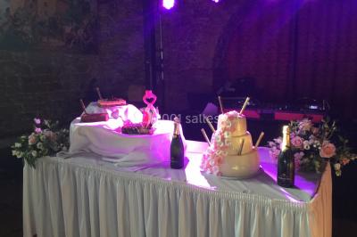 Miniature Location salle Frontonas (Isère) - Château de Saint Julien #17 Gâteau rectangulaire décoré de fruits rouges, de crème et de bougies indiquant le chiffre 60, posé sur un plateau argenté.