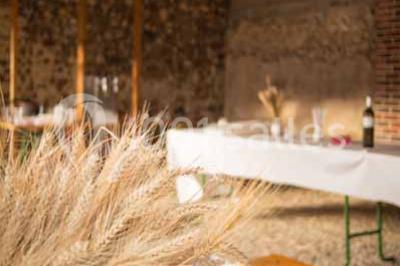 Miniature Location salle Menus (Orne) - Gîte de La Bretillière #9 Chemin de campagne bordé de poteaux électriques et clôtures, traversant un paysage rural sous un ciel sombre.