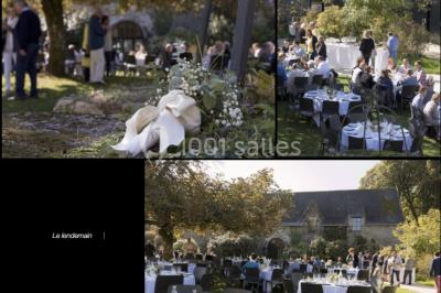 Miniature Location salle Treffléan (Morbihan) - Manoir de Randrecard #7 Paysages naturels avec lac entouré de forêts, sentiers boisés et ponton au bord de l'eau sous un ciel partiellement nuageux.