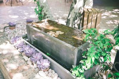 Miniature Location salle Gémenos (Bouches-du-Rhône) - Moulin de Gemenos #16 Salle de réception avec tables rondes dressées, nappes blanches, chaises en bois et décoration florale.