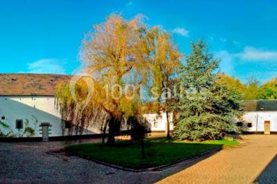 Miniature Location salle Namur (Province de Namur) - Le Domaine de L’Escaille #2 Structure gonflable noire avec cibles circulaires rouges et blanches, installée sur une pelouse en plein air.