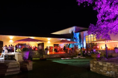 Miniature Location salle Coudoux (Bouches-du-Rhône) - Château Saint Hilaire #76 Un couple en tenue de mariage s'enlace dans un champ entouré d'oliviers sous une lumière douce.