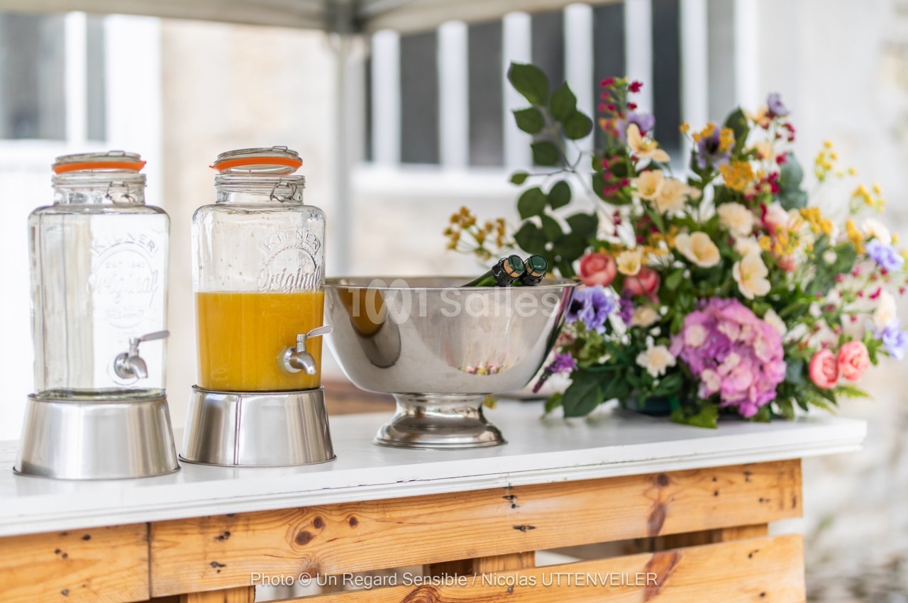 Bar et barnum en terrasse côté jardin de mai à septembre inclus