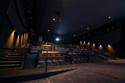 Miniature Location salle Paris 15 (Paris) - Pathé Aquaboulevard #15 Salle de cinéma vide avec des rangées de fauteuils rouges et un plafond décoré de lumières étoilées.
