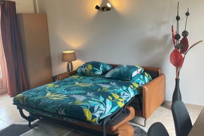 Miniature Location salle Gironville (Seine-et-Marne) - Domaine Saint Pierre #40 Champ de coquelicots rouges au premier plan avec un bâtiment en pierre et des toits en arrière-plan sous un ciel nuageux.