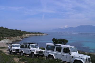 Barques traditionnelles sur une plage bordée de végétation, avec vue sur la mer et des montagnes à l'horizon.