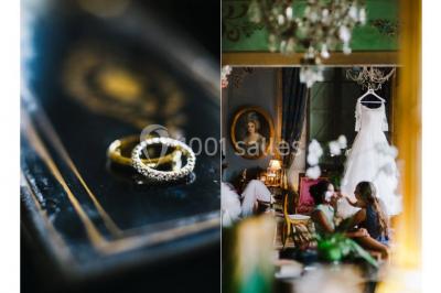 Miniature Location salle Vérargues (Hérault) - Château de Pouget #15 Salle en pierre avec arches, tables décorées et stands alignés, éclairage chaleureux créant une ambiance conviviale.