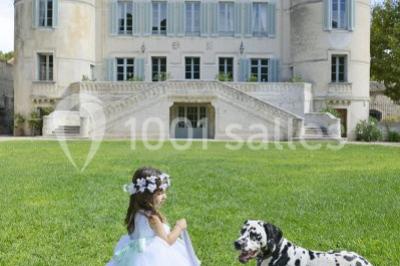 Miniature Location salle Vérargues (Hérault) - Château de Pouget #6 Salle en pierre avec arches, tables décorées et stands alignés, éclairage chaleureux créant une ambiance conviviale.