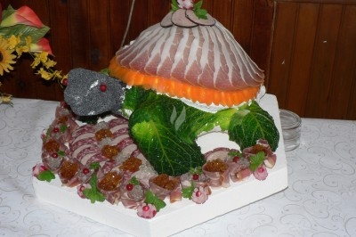 Miniature Traiteur Marles-en-Brie (Seine-et-Marne) - Eclat des Saveurs #39 Assiette composée de foie gras, gelée, pain brioché, tranches d'orange, groseilles, jeunes pousses et graines noires.