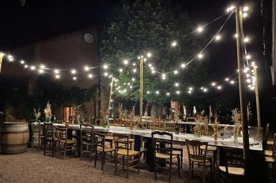 Miniature Location salle Pouilly-le-Monial (Rhône) - Domaine des Coteaux d'Or #17 Montgolfière verte posée sur un chemin de terre entouré de végétation sous un ciel nuageux.