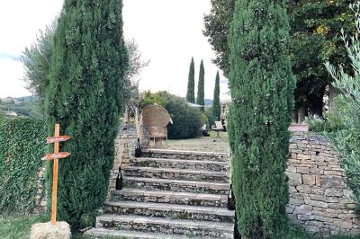 Miniature Location salle Pouilly-le-Monial (Rhône) - Domaine des Coteaux d'Or #48 Montgolfière verte posée sur un chemin de terre entouré de végétation sous un ciel nuageux.