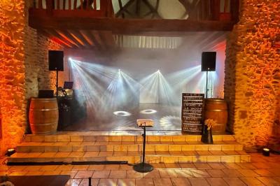 Miniature DJ Gagny (Seine-Saint-Denis) - Jour Précieux #25 Une femme en robe blanche joue de la harpe dans une salle décorée avec des plantes et des lumières.