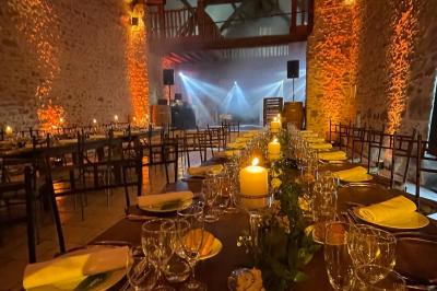 Miniature DJ Gagny (Seine-Saint-Denis) - Jour Précieux #41 Une femme en robe blanche joue de la harpe dans une salle décorée avec des plantes et des lumières.