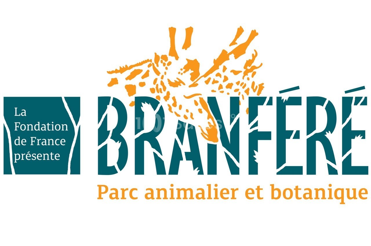 Logo du parc animalier et botanique de Branféré avec une silhouette de girafe et le texte ’La Fondation de France présente’.