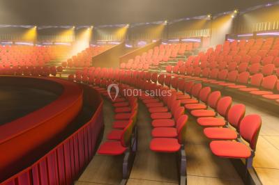 Miniature Location salle Villeneuve-d'Ascq (Nord) - Chapiteaux Arlette Gruss - Villeneuve d'Ascq #5 Des personnes dansent sous des éclairages colorés dans une salle sombre avec des sièges en arrière-plan.