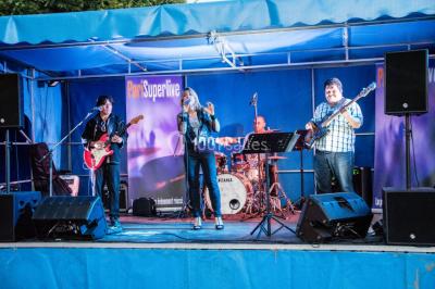 Miniature DJ Chevilly-Larue (Val-de-Marne) - PariSuperlive #3 Un musicien joue du saxophone lors d'une réception festive dans une salle décorée avec des lumières et des drapés.