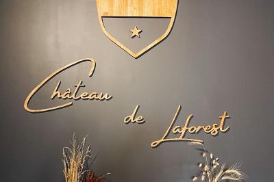 Miniature Location salle Thizy (Rhône) - Château de Laforest #20 Paysage rural avec une clôture en bois, des champs verdoyants, des arbres et un bâtiment en pierre sous un ciel…