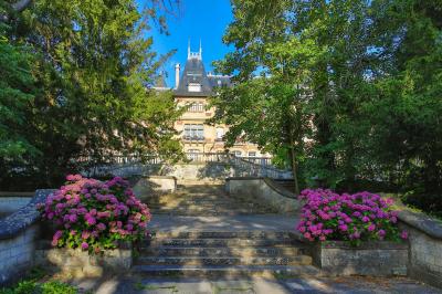 Miniature Location salle Gouvieux (Oise) - Château Jeanne & The Forest - Château de Montvillargenne #24 Un couple en tenue de mariage se tient devant une porte illuminée, entouré de briques et de végétation.