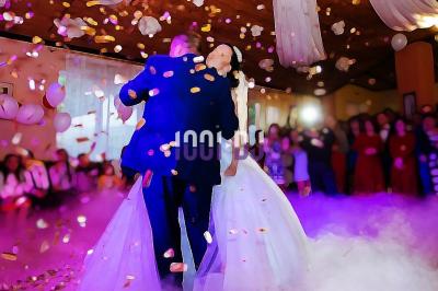 Miniature DJ Reichstett (Bas-Rhin) - AnimSon  #3 Tables hautes blanches dressées sur une pelouse avec des tonnelles blanches en arrière-plan.