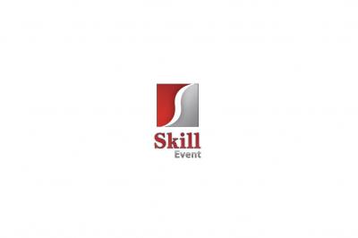 Logo de Skill Event avec un design en rouge et gris représentant une courbe stylisée.