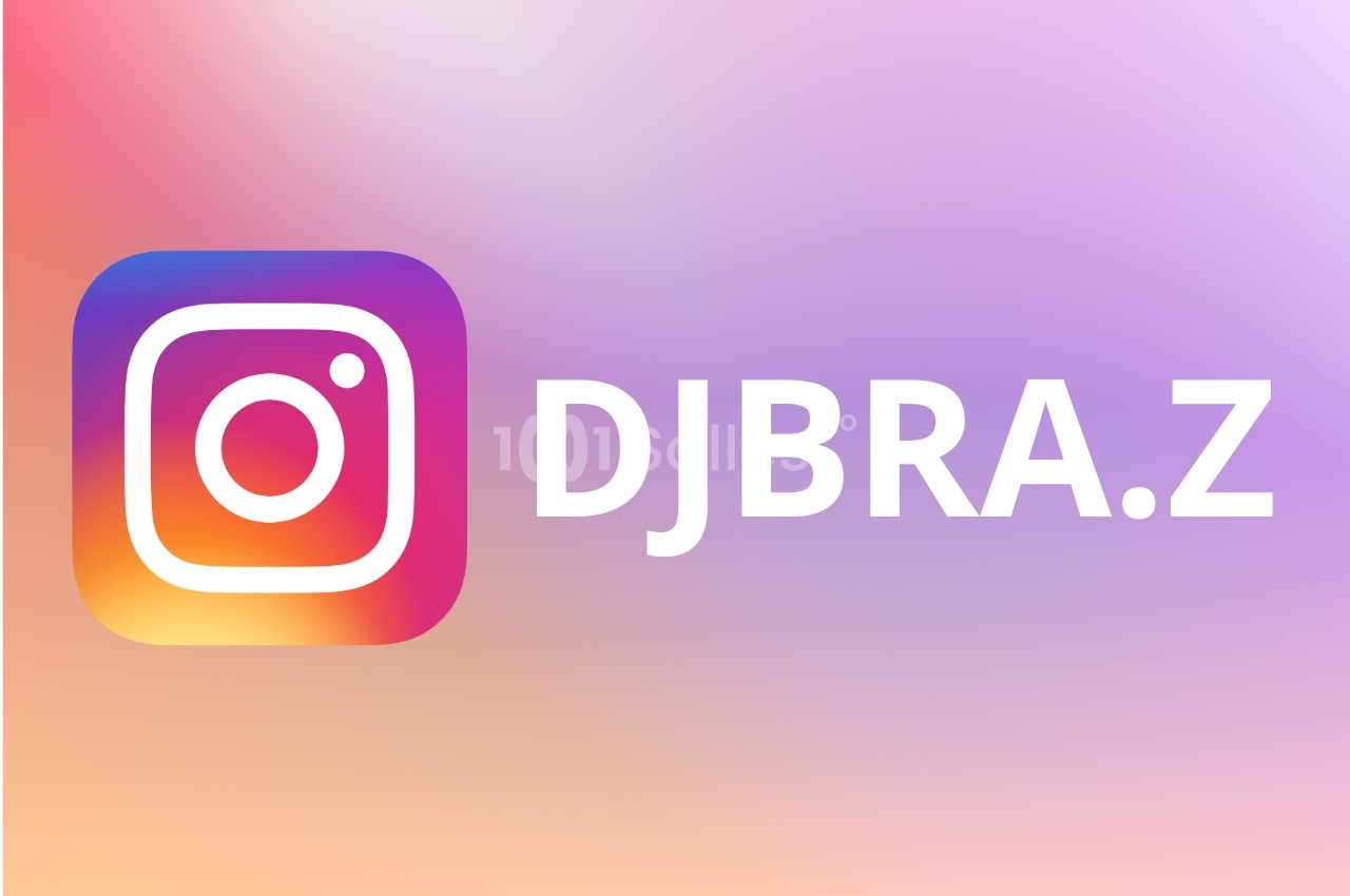 Logo Instagram avec le texte ’DJBRA.Z’ sur un fond dégradé de couleurs pastel.