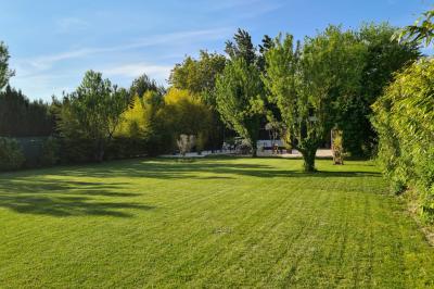 Salle vide avec un sol en parquet sombre, murs blancs, fenêtres et piliers gris sous un plafond à dalles blanches.