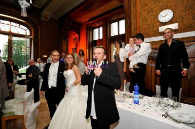 Miniature DJ Sallertaine (Vendée) - DjGo #5 Un homme en costume utilise une table de mixage lors d'un événement en extérieur, avec des ballons en arrière-plan.