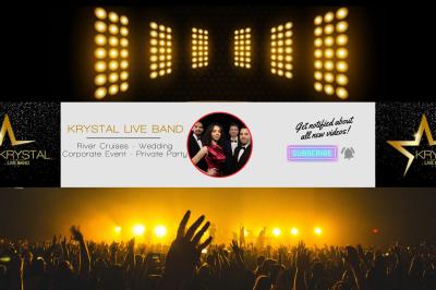 Un groupe de musiciens et une chanteuse se produisent sur scène sous des lumières colorées.