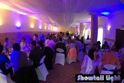 Miniature DJ L'Haÿ-les-Roses (Val-de-Marne) - Showtail Light #11 Des personnes dansent dans une salle sombre éclairée par des faisceaux lumineux colorés et des effets laser.