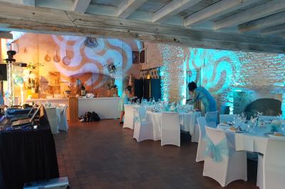 Miniature DJ L'Haÿ-les-Roses (Val-de-Marne) - Showtail Light #24 Des personnes dansent dans une salle sombre éclairée par des faisceaux lumineux colorés et des effets laser.