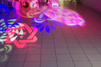 Miniature DJ L'Haÿ-les-Roses (Val-de-Marne) - Showtail Light #30 Des personnes dansent dans une salle sombre éclairée par des faisceaux lumineux colorés et des effets laser.