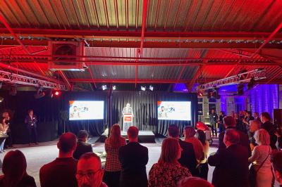 Miniature Animson #15 Deux tableaux scintillants représentant Charlie Chaplin et Marilyn Monroe sur une scène sombre.