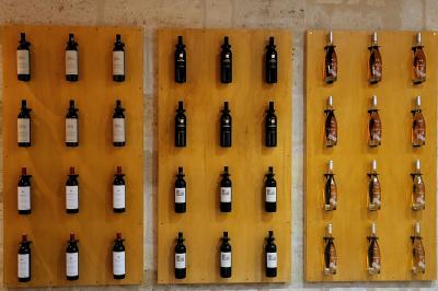 Miniature Location salle Arveyres (Gironde) - Château Larteau #24 Façade d'une grande maison en pierre claire avec volets bleus, entourée d'un jardin et d'une allée gravillonnée.