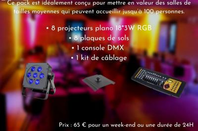 Liste de matériel d'effets spéciaux avec photos, descriptions et tarifs de location pour des événements.