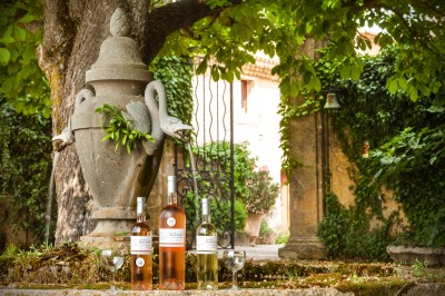 Deux fauteuils en cuir disposés près d'un poêle à bois dans une pièce au mur en bois décorée de cadres et d'une tête d'ours.