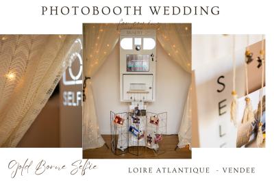 Miniature mariage Location photobooth loire atlantique - vendée Montage d'images montrant un mariage, un photobooth, et une décoration sur le thème d'Hollywood rétro.