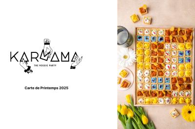Miniature Traiteur Paris 3 (Paris) - Karmama #25 Plateau coloré de crudités, fromages, dips, fruits secs et fleurs comestibles disposés de manière artistique.