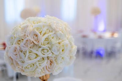 Plat gastronomique composé d'un morceau de viande nappé de sauce et d'un accompagnement de pommes de terre dressées…