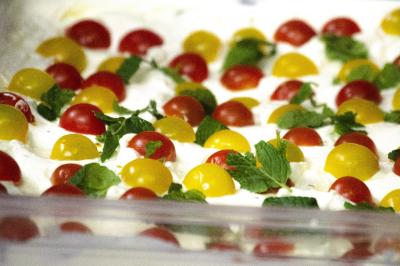 Assiette garnie de falafels dorés entourés de feuilles de salade et accompagnée de pinces en métal.
