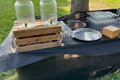 Plateau de bouchées apéritives garnies de mousse rose et décorées de feuilles de persil, disposées sur une grille.