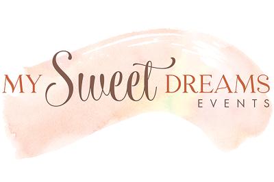Logo circulaire avec les initiales ’MSD’ au centre, entourées par le texte ’My Sweet Dreams Events’ en orange.