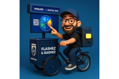 Deux personnes discutent gestuellement lors d'une soirée avec une DJ en arrière-plan et des lumières colorées.