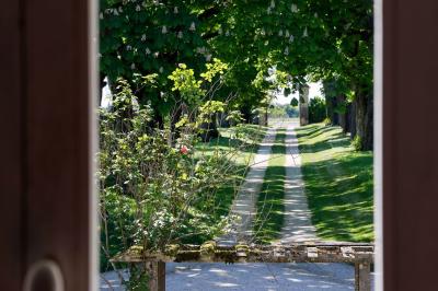 Miniature L'allée des marronniers pour une entrée fantastique Table dressée pour le petit-déjeuner dans une salle à manger élégante avec chaises en bois et buffet en arrière-plan.