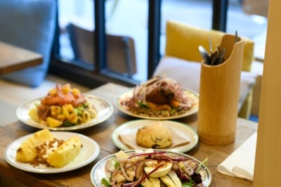 Miniature Traiteur Troyes (Aube) - Montagu #2 Assiette de magret de canard tranché sur purée de patates douces, garni de persil et accompagné d'une sauce.